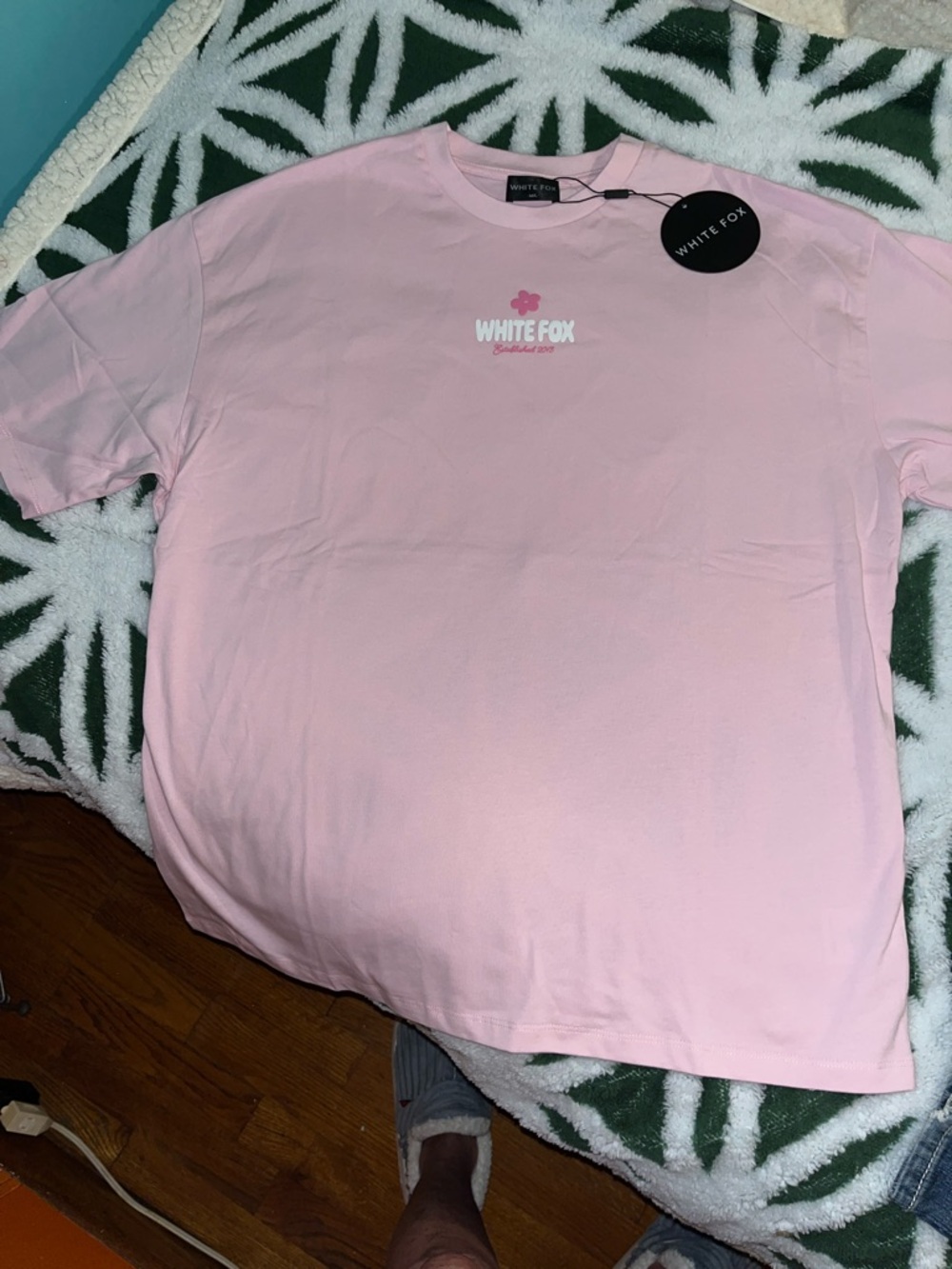 WHITE FOX Short Sleeve Tee in Light Pink BRAND NEW OVERSIZED MED/LARGE